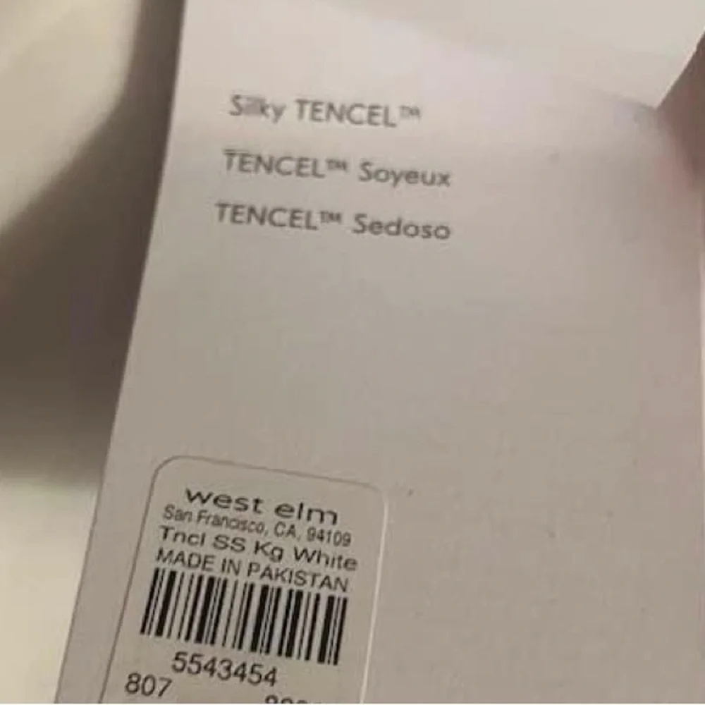 New West Elm Silky TENCEL King Sheet Set White Color